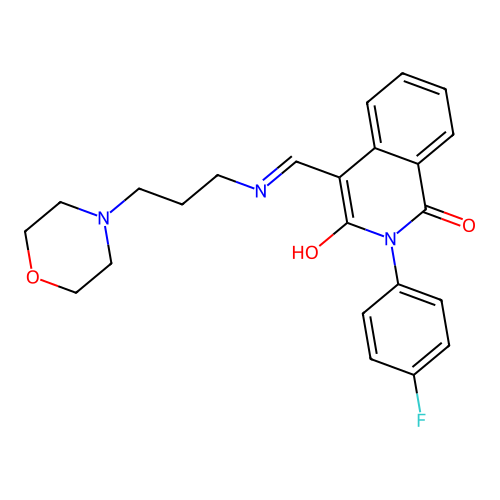 2-(4-fluorophenyl)-4-[(3-morpholin-4-ylpropylamino)methylidene]isoquinoline-1,3-dione structure