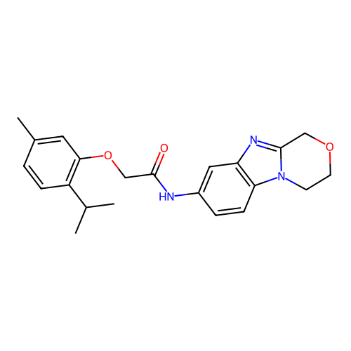 N-(3,4-dihydro-1H-[1,4]oxazino[4,3-a]benzimidazol-8-yl)-2-(5-methyl-2-propan-2-ylphenoxy)acetamide structure