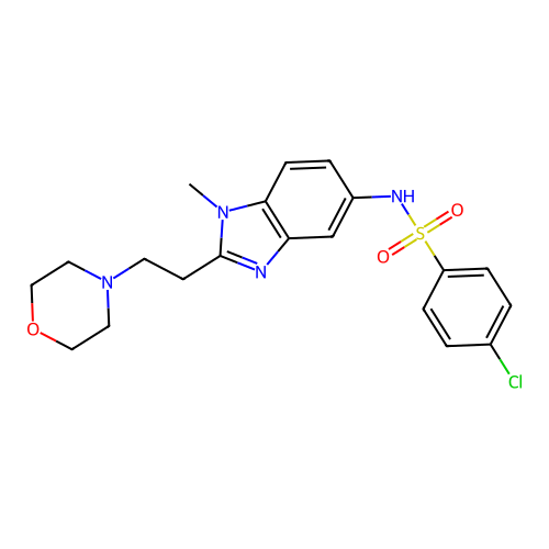 4-chloro-N-(1-methyl-2-(2-morpholinoethyl)-1H-benzo[d]imidazol-5-yl)benzenesulfonamide structure
