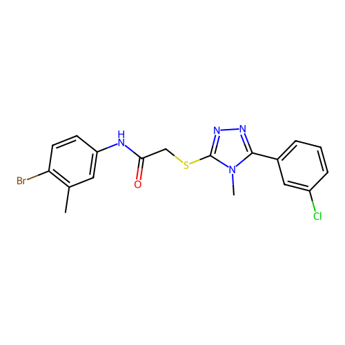 N-(4-bromo-3-methylphenyl)-2-{[5-(3-chlorophenyl)-4-methyl-4H-1,2,4-triazol-3-yl]sulfanyl}acetamide structure