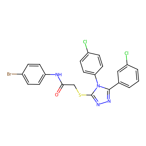 N-(4-bromophenyl)-2-[[5-(3-chlorophenyl)-4-(4-chlorophenyl)-1,2,4-triazol-3-yl]sulfanyl]acetamide structure
