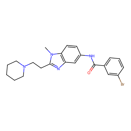 3-bromo-N-{1-methyl-2-[2-(piperidin-1-yl)ethyl]-1H-benzimidazol-5-yl}benzamide structure