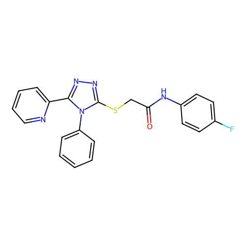 N-(4-fluorophenyl)-2-[(4-phenyl-5-pyridin-2-yl-1,2,4-triazol-3-yl)sulfanyl]acetamide structure