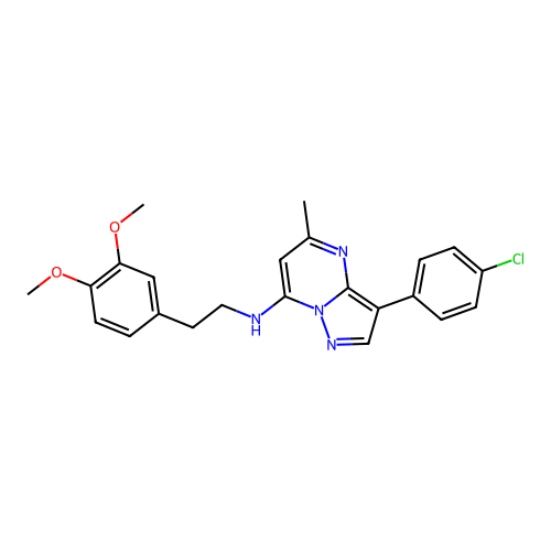 3-(4-chlorophenyl)-N-[2-(3,4-dimethoxyphenyl)ethyl]-5-methylpyrazolo[1,5-a]pyrimidin-7-amine structure