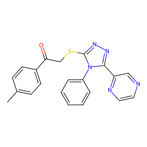 1-(4-methylphenyl)-2-[(4-phenyl-5-pyrazin-2-yl-1,2,4-triazol-3-yl)sulfanyl]ethanone structure