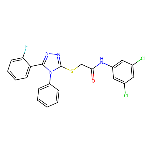 N-(3,5-dichlorophenyl)-2-[[5-(2-fluorophenyl)-4-phenyl-1,2,4-triazol-3-yl]sulfanyl]acetamide structure