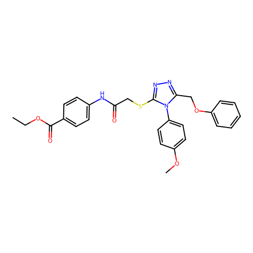 ethyl 4-(2-((4-(4-methoxyphenyl)-5-(phenoxymethyl)-4H-1,2,4-triazol-3-yl)thio)acetamido)benzoate structure