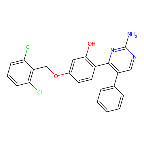 2-(2-Amino-5-phenylpyrimidin-4-yl)-5-[(2,6-dichlorophenyl)methoxy]phenol structure