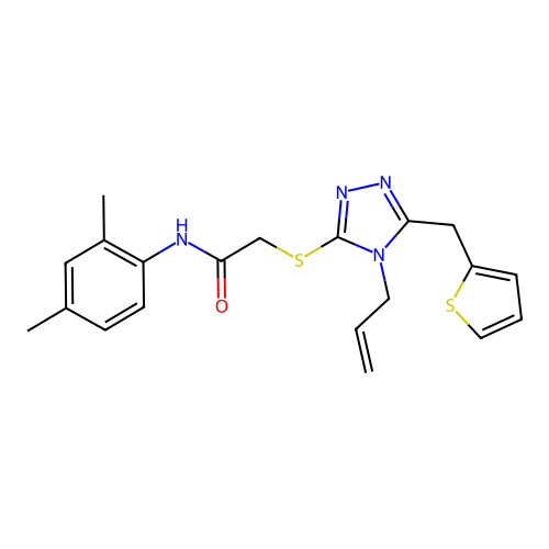 N-(2,4-dimethylphenyl)-2-{[4-(prop-2-en-1-yl)-5-(thiophen-2-ylmethyl)-4H-1,2,4-triazol-3-yl]sulfanyl}acetamide structure