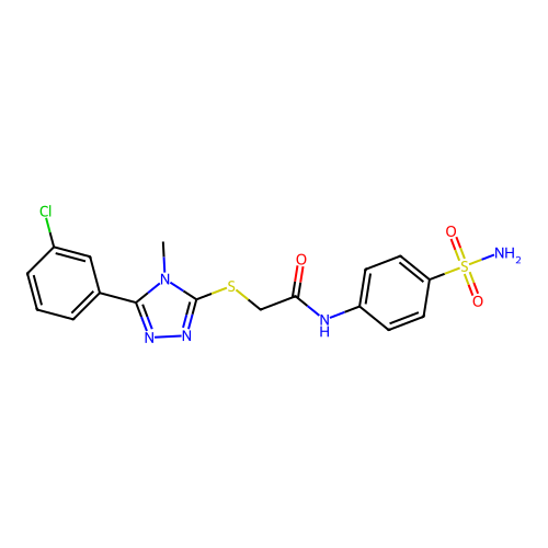 2-{[5-(3-chlorophenyl)-4-methyl-4H-1,2,4-triazol-3-yl]sulfanyl}-N-(4-sulfamoylphenyl)acetamide structure