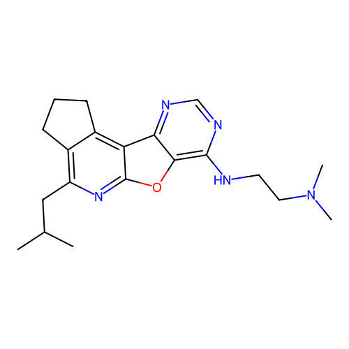 N,N-dimethyl-N'-[4-(2-methylpropyl)-2,3-dihydro-1H-cyclopenta[4',5']pyrido[3',2':4,5]furo[3,2-d]pyrimidin-7-yl]ethane-1,2-diamine structure