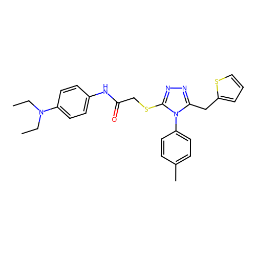 N-[4-(diethylamino)phenyl]-2-{[4-(4-methylphenyl)-5-(thiophen-2-ylmethyl)-4H-1,2,4-triazol-3-yl]sulfanyl}acetamide structure