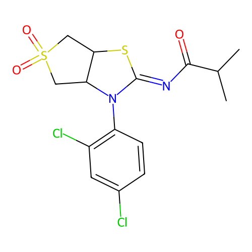 N-[(2Z)-3-(2,4-dichlorophenyl)-5,5-dioxidotetrahydrothieno[3,4-d][1,3]thiazol-2(3H)-ylidene]-2-methylpropanamide structure