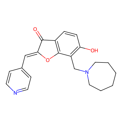 (Z)-7-(azepan-1-ylmethyl)-6-hydroxy-2-(pyridin-4-ylmethylene)benzofuran-3(2H)-one structure
