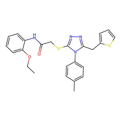 N-(2-ethoxyphenyl)-2-{[4-(4-methylphenyl)-5-(thiophen-2-ylmethyl)-4H-1,2,4-triazol-3-yl]sulfanyl}acetamide structure