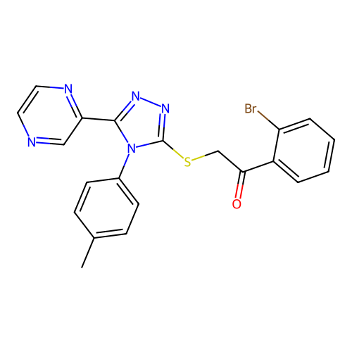 1-(2-bromophenyl)-2-[[4-(4-methylphenyl)-5-pyrazin-2-yl-1,2,4-triazol-3-yl]sulfanyl]ethanone structure