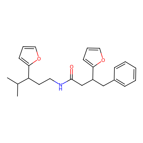 3-(2-furanyl)-N-[3-(2-furanyl)-4-methylpentyl]-4-phenylbutanamide structure