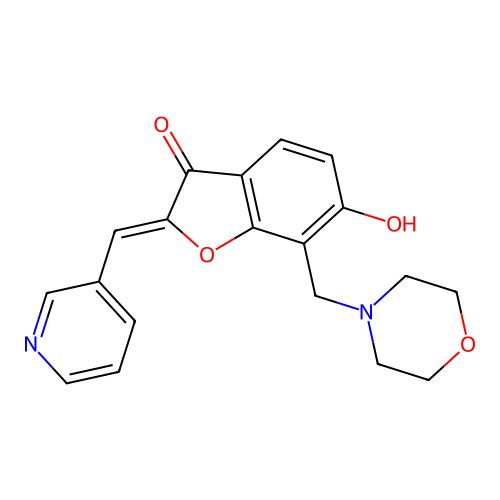 (Z)-6-hydroxy-7-(morpholinomethyl)-2-(pyridin-3-ylmethylene)benzofuran-3(2H)-one structure