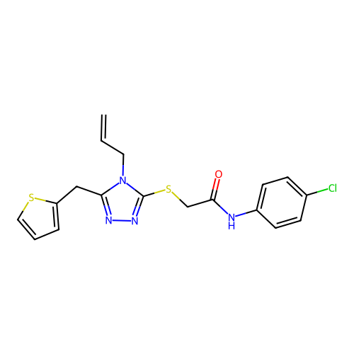 N-(4-chlorophenyl)-2-{[4-(prop-2-en-1-yl)-5-(thiophen-2-ylmethyl)-4H-1,2,4-triazol-3-yl]sulfanyl}acetamide structure