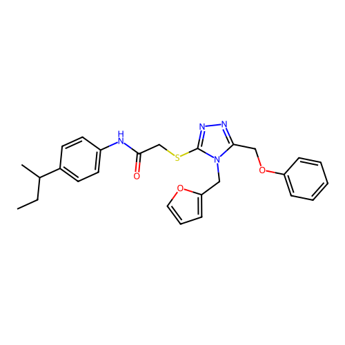 N-[4-(butan-2-yl)phenyl]-2-{[4-(furan-2-ylmethyl)-5-(phenoxymethyl)-4H-1,2,4-triazol-3-yl]sulfanyl}acetamide structure