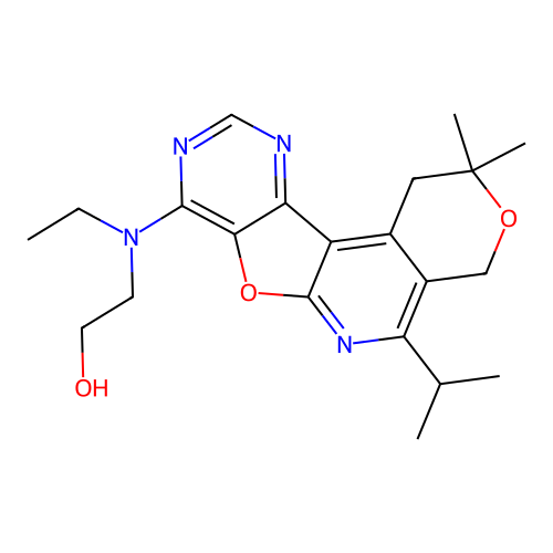 2-(ethyl(5-isopropyl-2,2-dimethyl-2,4-dihydro-1H-pyrano[4'',3'':4',5']pyrido[3',2':4,5]furo[3,2-d]pyrimidin-8-yl)amino)ethanol structure