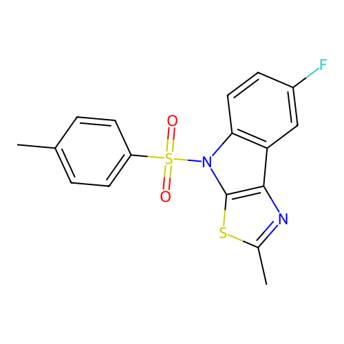 7-Fluoro-2-methyl-4-(toluene-4-sulfonyl)-4H-thiazolo[5,4-b]indole structure