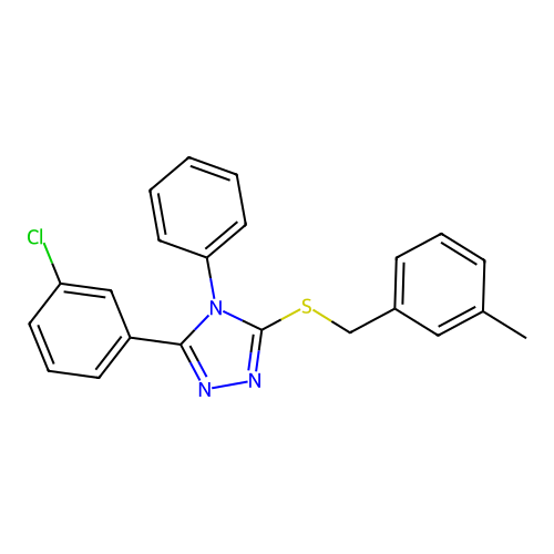3-(3-chlorophenyl)-5-[(3-methylbenzyl)sulfanyl]-4-phenyl-4H-1,2,4-triazole structure