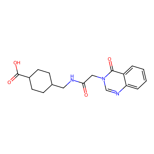 4-((2-(4-oxoquinazolin-3(4H)-yl)acetamido)methyl)cyclohexanecarboxylic acid structure