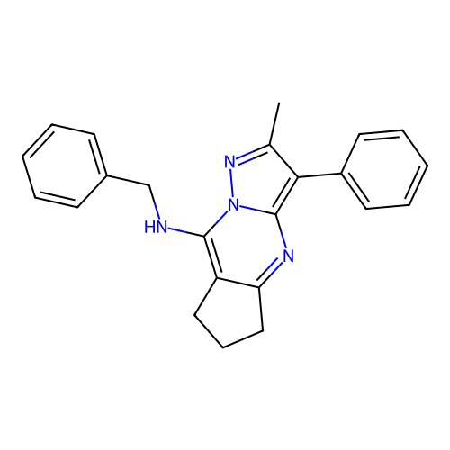 N-benzyl-2-methyl-3-phenyl-6,7-dihydro-5H-cyclopenta[d]pyrazolo[1,5-a]pyrimidin-8-amine structure