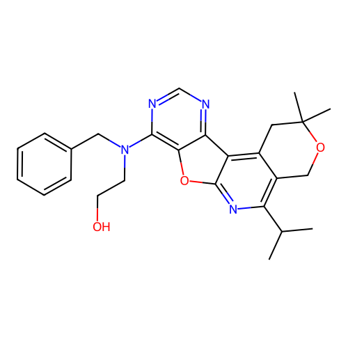 2-(benzyl(5-isopropyl-2,2-dimethyl-2,4-dihydro-1H-pyrano[4'',3'':4',5']pyrido[3',2':4,5]furo[3,2-d]pyrimidin-8-yl)amino)ethanol structure