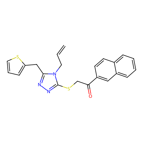 2-(4-Allyl-5-thiophen-2-ylmethyl-4H-[1,2,4]triazol-3-ylsulfanyl)-1-naphthalen-2-yl-ethanone structure