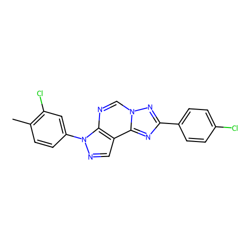7-(3-chloro-4-methylphenyl)-2-(4-chlorophenyl)-7H-pyrazolo[4,3-e][1,2,4]triazolo[1,5-c]pyrimidine structure