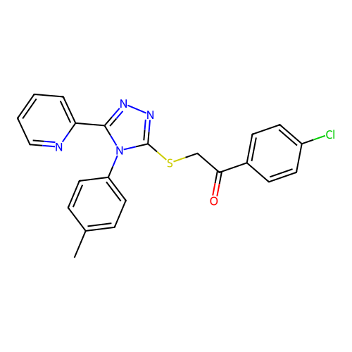 1-(4-chlorophenyl)-2-[[4-(4-methylphenyl)-5-pyridin-2-yl-1,2,4-triazol-3-yl]sulfanyl]ethanone structure