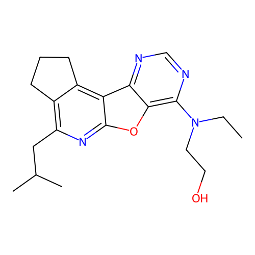 2-(ethyl(4-isobutyl-2,3-dihydro-1H-cyclopenta[4',5']pyrido[3',2':4,5]furo[3,2-d]pyrimidin-7-yl)amino)ethanol structure