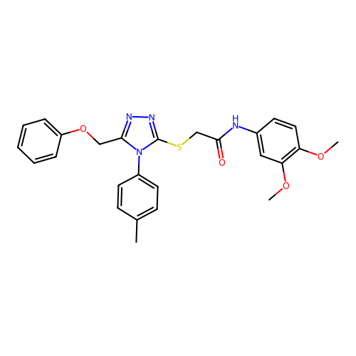 N-(3,4-dimethoxyphenyl)-2-{[4-(4-methylphenyl)-5-(phenoxymethyl)-4H-1,2,4-triazol-3-yl]sulfanyl}acetamide structure