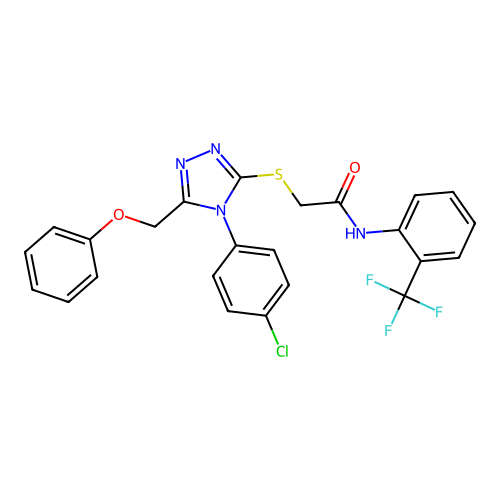 2-{[4-(4-chlorophenyl)-5-(phenoxymethyl)-4H-1,2,4-triazol-3-yl]sulfanyl}-N-[2-(trifluoromethyl)phenyl]acetamide structure