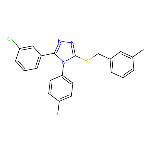 3-(3-chlorophenyl)-4-(4-methylphenyl)-5-[(3-methylphenyl)methylsulfanyl]-1,2,4-triazole structure