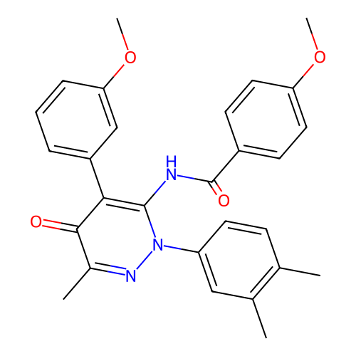 N-(2-(3,4-dimethylphenyl)-4-(3-methoxyphenyl)-6-methyl-5-oxo-2,5-dihydropyridazin-3-yl)-4-methoxybenzamide structure