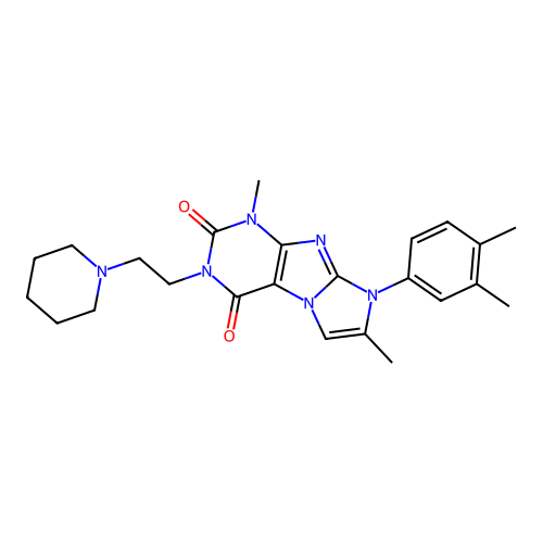 8-(3,4-dimethylphenyl)-1,7-dimethyl-3-(2-(piperidin-1-yl)ethyl)-1H-imidazo[2,1-f]purine-2,4(3H,8H)-dione structure