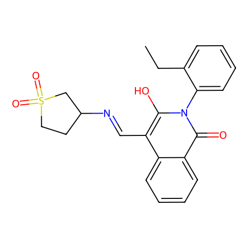 4-[[(1,1-dioxothiolan-3-yl)amino]methylidene]-2-(2-ethylphenyl)isoquinoline-1,3-dione structure