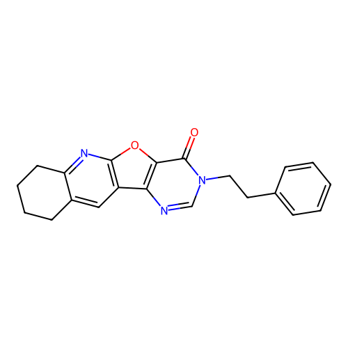 3-Phenethyl-7,8,9,10-tetrahydropyrimido[4',5':4,5]furo[2,3-B]quinolin-4(3H)-one structure