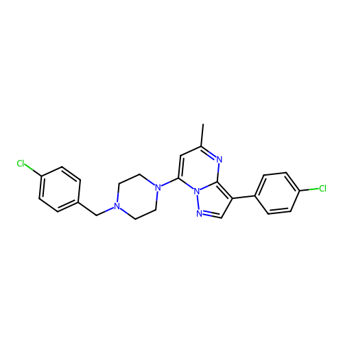7-(4-(4-chlorobenzyl)piperazin-1-yl)-3-(4-chlorophenyl)-5-methylpyrazolo[1,5-a]pyrimidine structure