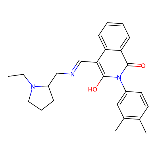2-(3,4-dimethylphenyl)-4-[[(1-ethylpyrrolidin-2-yl)methylamino]methylidene]isoquinoline-1,3-dione structure