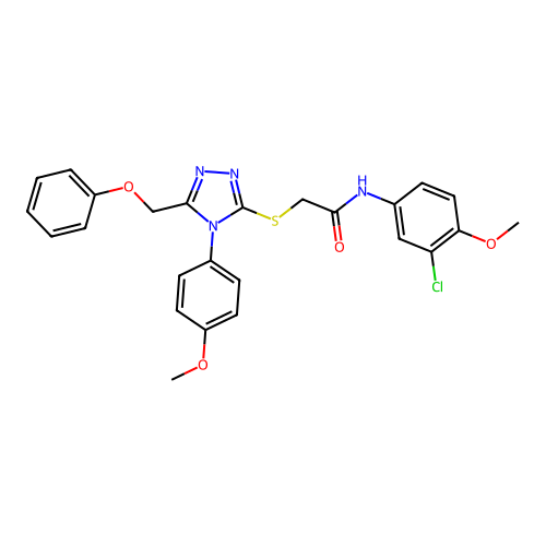 N-(3-chloro-4-methoxyphenyl)-2-{[4-(4-methoxyphenyl)-5-(phenoxymethyl)-4H-1,2,4-triazol-3-yl]sulfanyl}acetamide structure