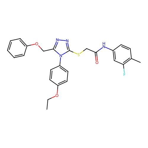 2-{[4-(4-ethoxyphenyl)-5-(phenoxymethyl)-4H-1,2,4-triazol-3-yl]sulfanyl}-N-(3-fluoro-4-methylphenyl)acetamide structure