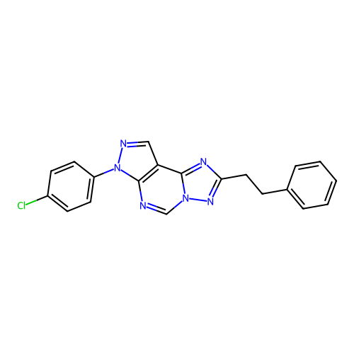 7-(4-chlorophenyl)-2-(2-phenylethyl)-7H-pyrazolo[4,3-e][1,2,4]triazolo[1,5-c]pyrimidine structure