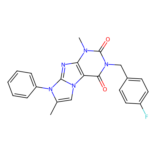3-(4-fluorobenzyl)-1,7-dimethyl-8-phenyl-1H-imidazo[2,1-f]purine-2,4(3H,8H)-dione structure