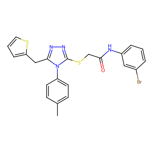 N-(3-bromophenyl)-2-{[4-(4-methylphenyl)-5-(thiophen-2-ylmethyl)-4H-1,2,4-triazol-3-yl]sulfanyl}acetamide structure