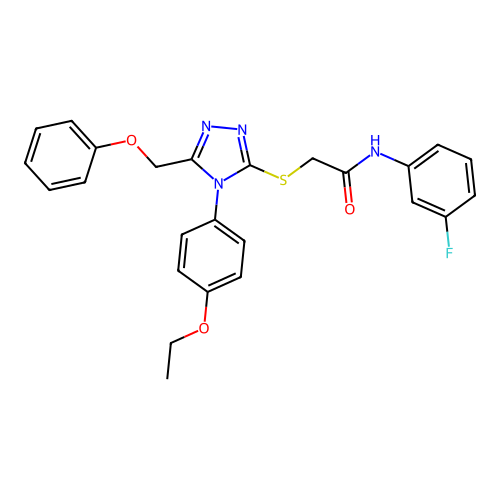 2-[[4-(4-ethoxyphenyl)-5-(phenoxymethyl)-1,2,4-triazol-3-yl]sulfanyl]-N-(3-fluorophenyl)acetamide structure