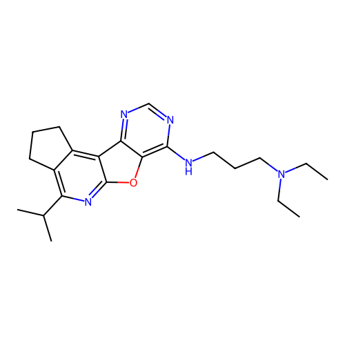 N,N-diethyl-N'-[4-(propan-2-yl)-2,3-dihydro-1H-cyclopenta[4',5']pyrido[3',2':4,5]furo[3,2-d]pyrimidin-7-yl]propane-1,3-diamine structure